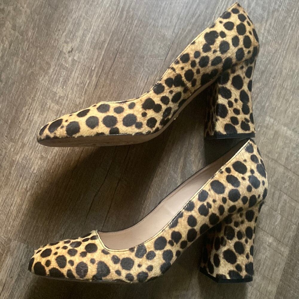 Stuart Weitzman Leopard Print Block Heel Pumps - Black & Tan